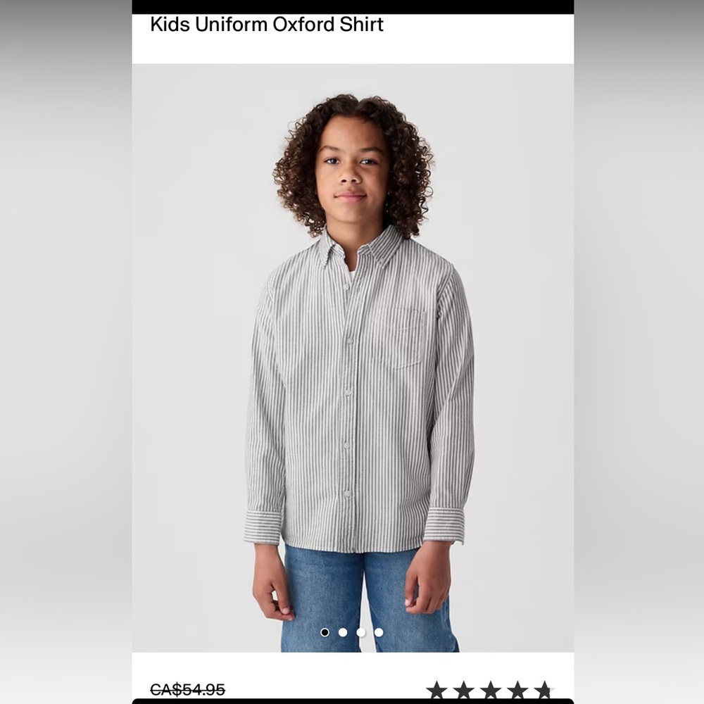 Bundle of 2 x GAP Kids Grey Striped Button Down Oxford uniform Shirt XXL 14-16